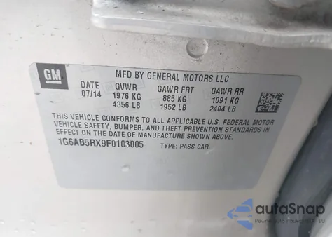 2015 Cadillac Ats Luxury from USA, damaged, VIN 1G6AB5RX9F0103005